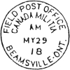 1919 Field Post Office Beamsville, Ontario, postmark