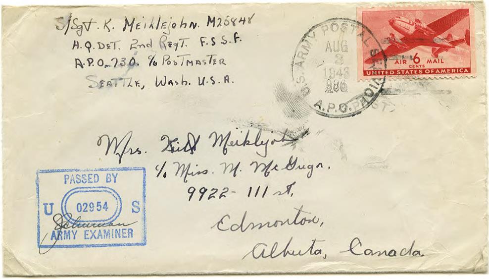 Cover from Amchitka, Alaska, 3 August 1943