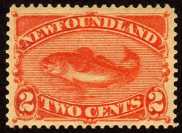 2 cent orange stamp depicting a fish