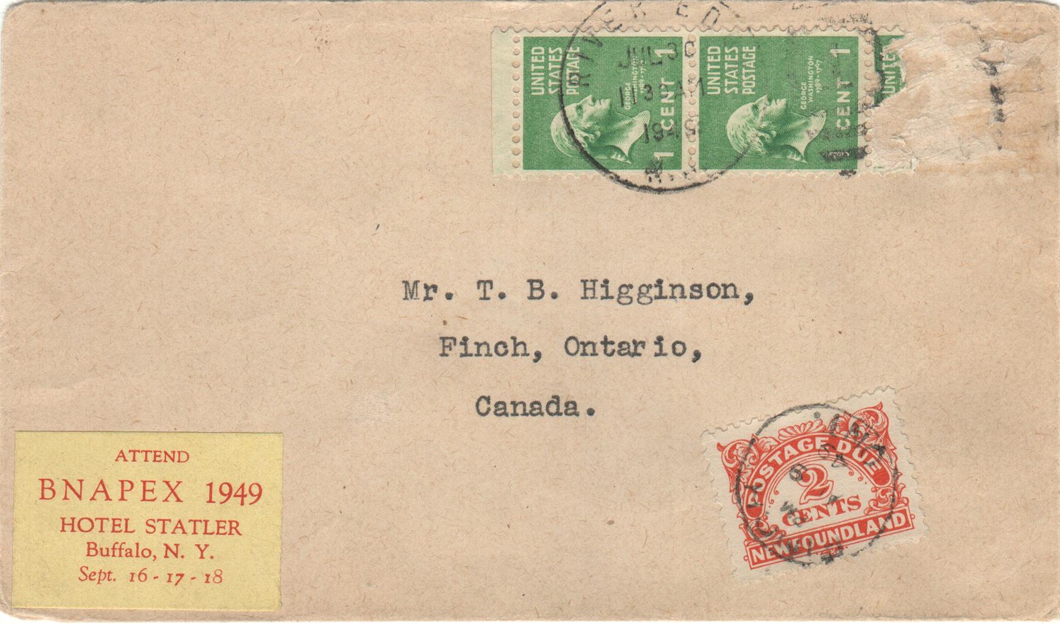 Cover with BNAPEX 1949 sticker