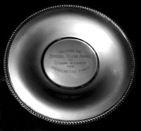 Plate presented to Wilmer Rockett, 1952