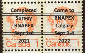 Precancelled 1973 1 cent Sir John A. Macdonald Caricature definitive overprinted to
                     for Survey Completion