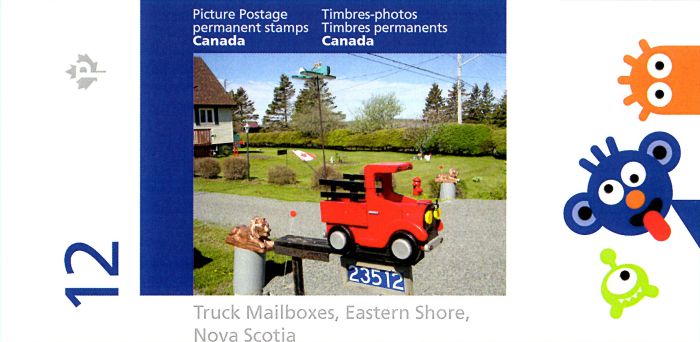 Booklet of Picture Postage stamps showing folk art mailbox shaped as a truck