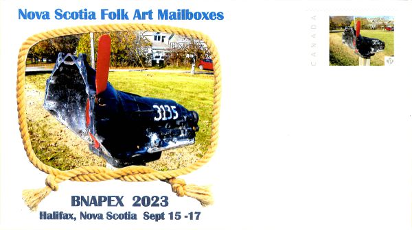 Cachet cover with Picture Postage stamp showing folk art mailbox shaped like a vehicle
                 transmission