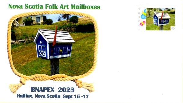 Cachet cover with Picture Postage stamp showing folk art mailbox shaped as a house
