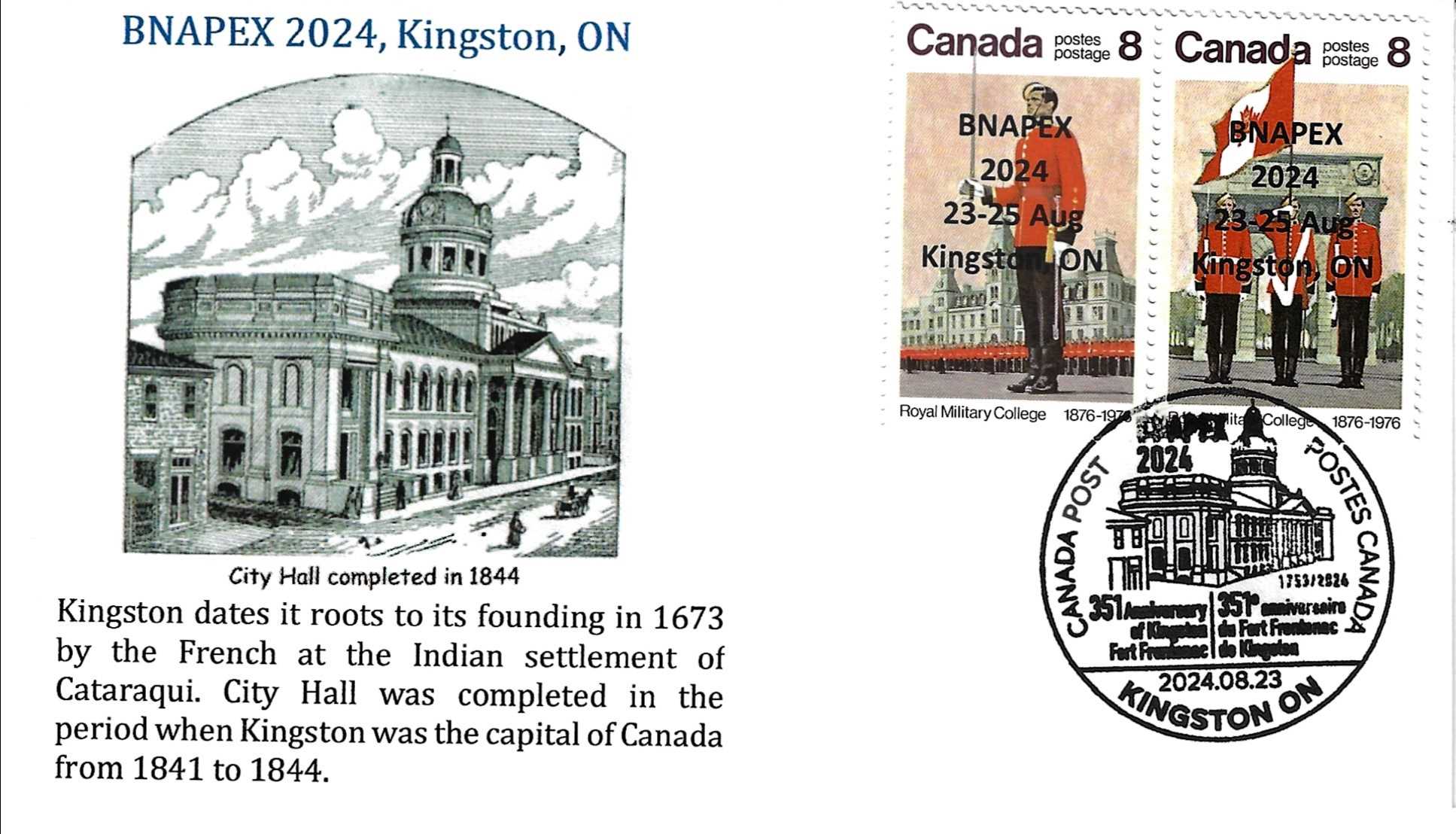 BNAPEX 2024 souvenir cover with Kingston City Hall cachet