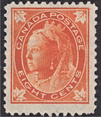 1897 8 cent Maple Leaf position 1R10 with re-entry