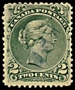 Copy 1 of the 2 cent Large Queen on laid paper