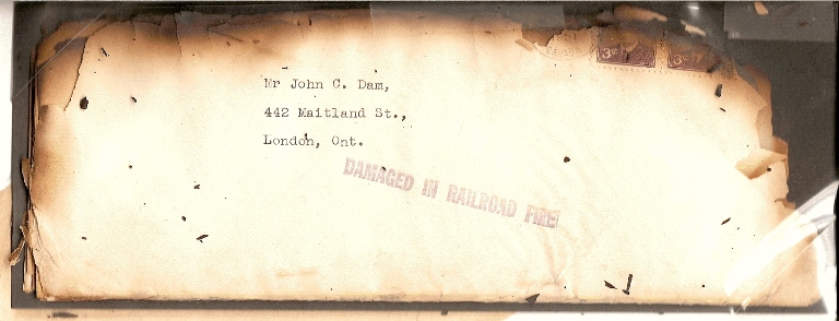 Charred cover from a fire in a baggage
                car attached to Toronto, London, and Windsor Canadian National Railway Train 9