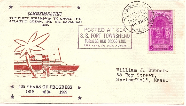 Paquebot cover with a U.S. stamp