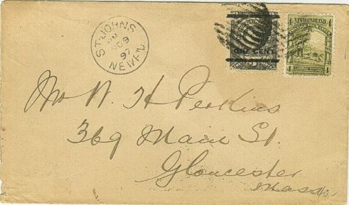 Cover with 1897 one cent provisional surcharge