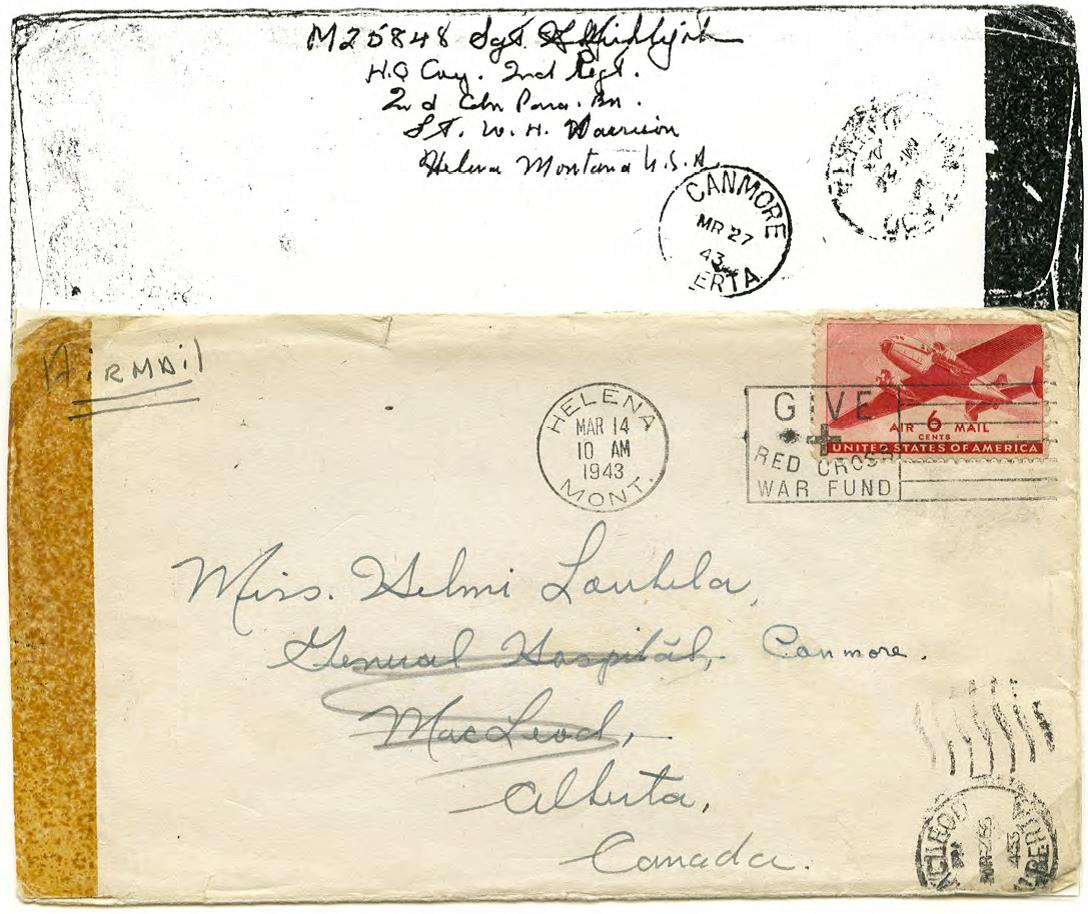 Cover from Fort William Henry Harrison at Helena, Montana, 14 March 1943