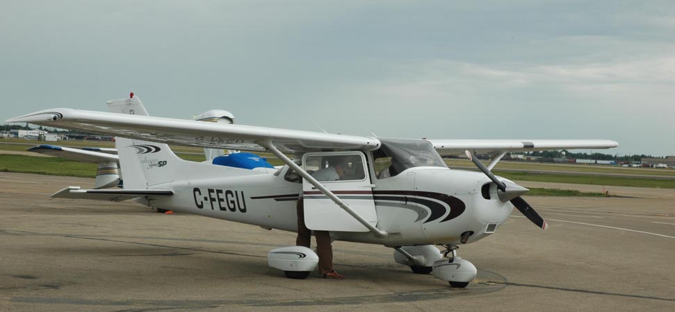 Edmonton pilot Audrey Kahovec arrived in a more modern aircraft