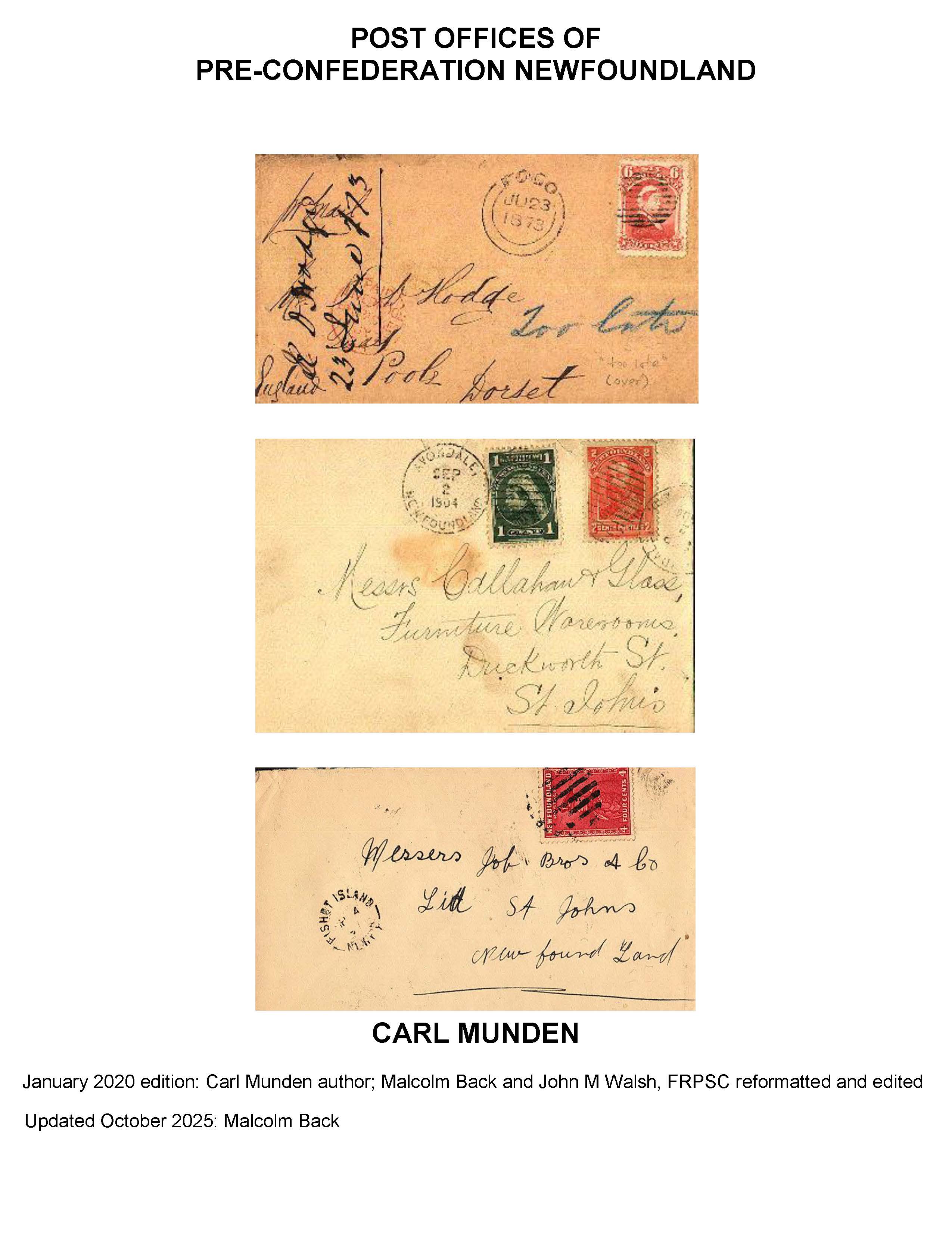 Cover of the book Post Offices of Pre-Confederation Newfoundland