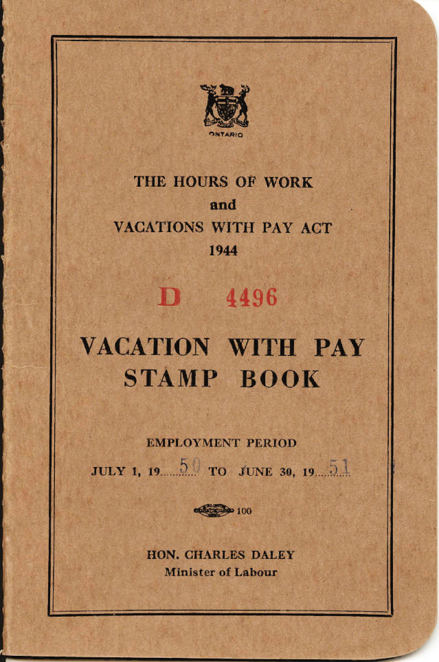 Front cover of a Vacation With Pay Stamp Book