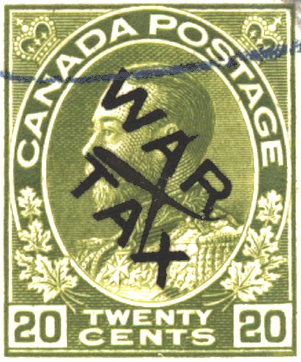 Admiral 20 cent stamp overprinted War Tax