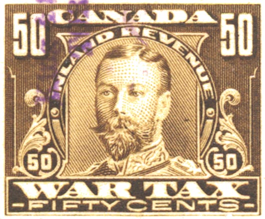 Admiral 50 cent Inland Revenue War Tax fiscal stamp