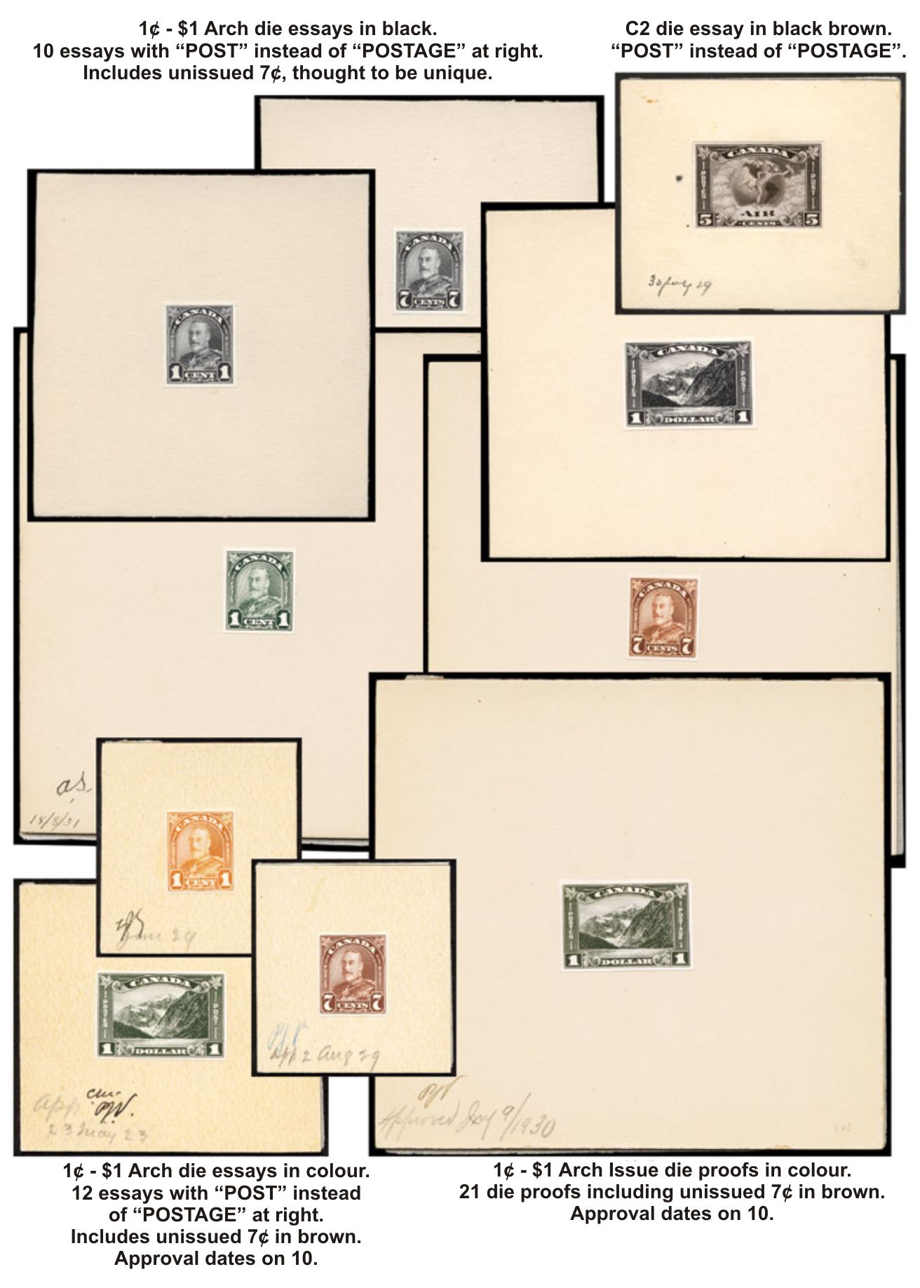 Die proofs of the 1930 King George V Arch Issue