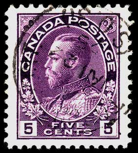 Admiral 5 cent violet stamp