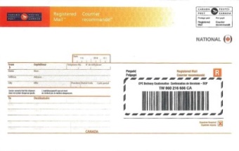 Registered prepaid envelope