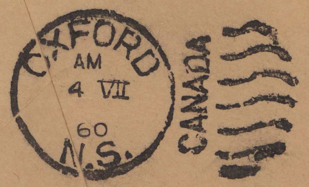 Duplex postmark from Oxford, NS