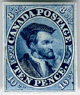 1855 10 pence Jacques Cartier stamp