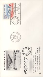 First Day Cover of 1967 5 cent Expo 67 stamp with Rosecraft cachet
