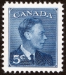 1950 5 cent King George VI definitive with POSTES POSTAGE omitted