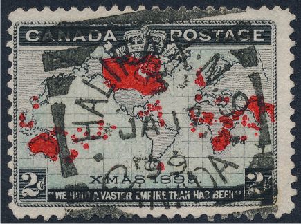 Halifax Squared Circle cancel on Map stamp
