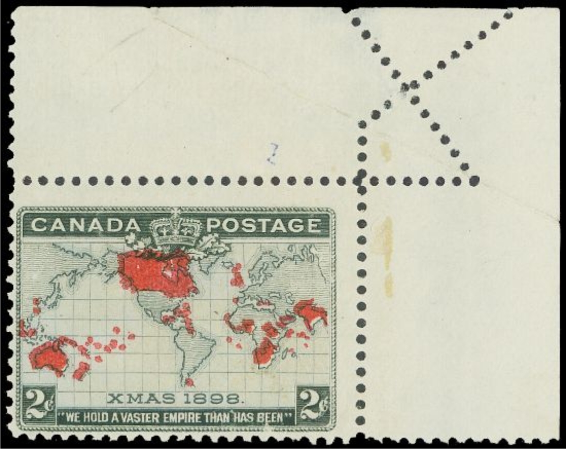 1898 Map Stamp with corner fold variety