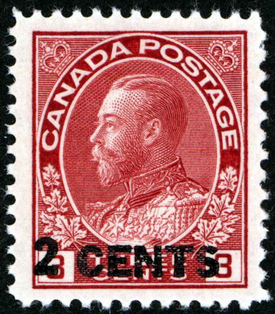 Admiral 3 cent carmine with 2 cent one-line overprint single